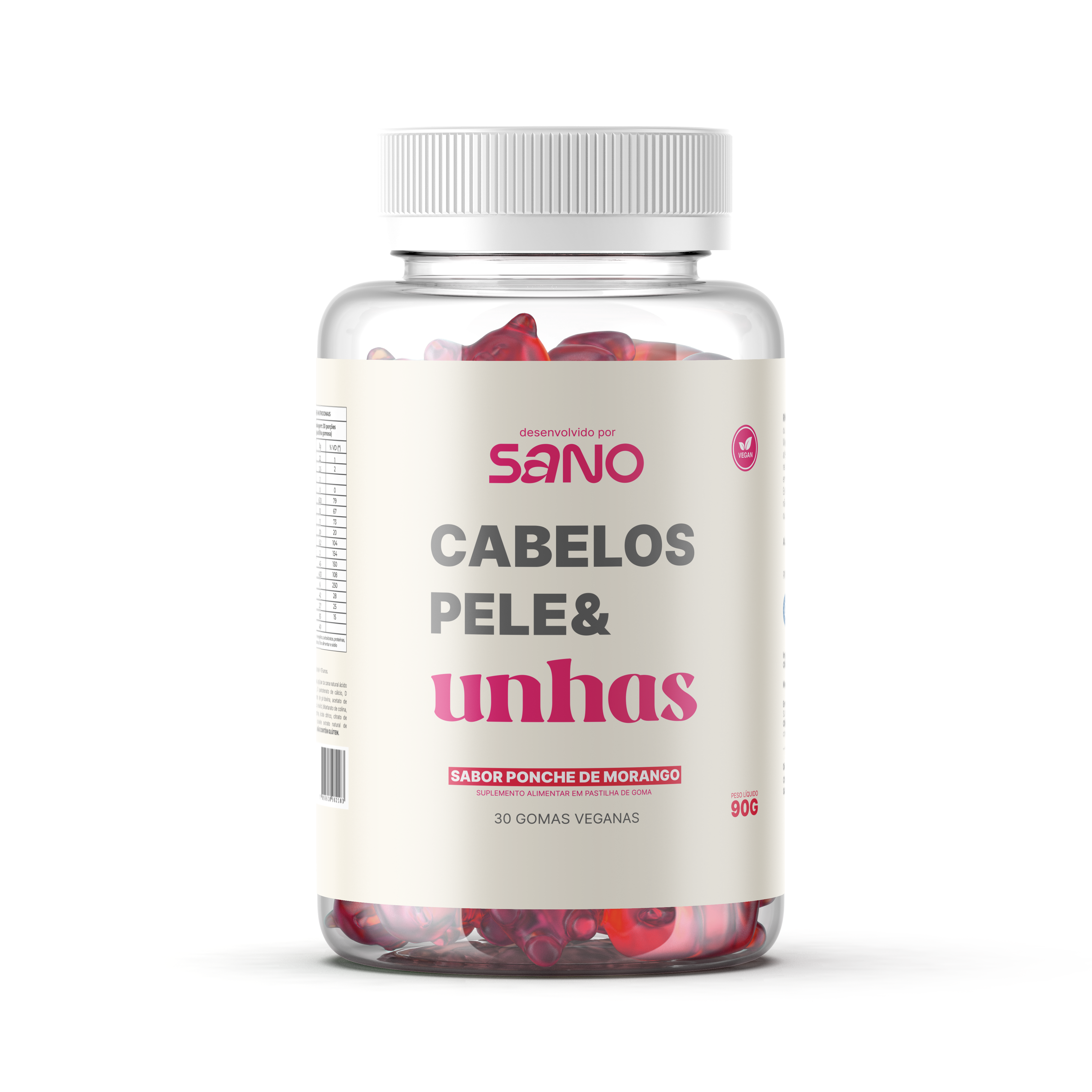 Sano GlowUp — frasco de 60 gominhas para cabelos, pele e unhas
