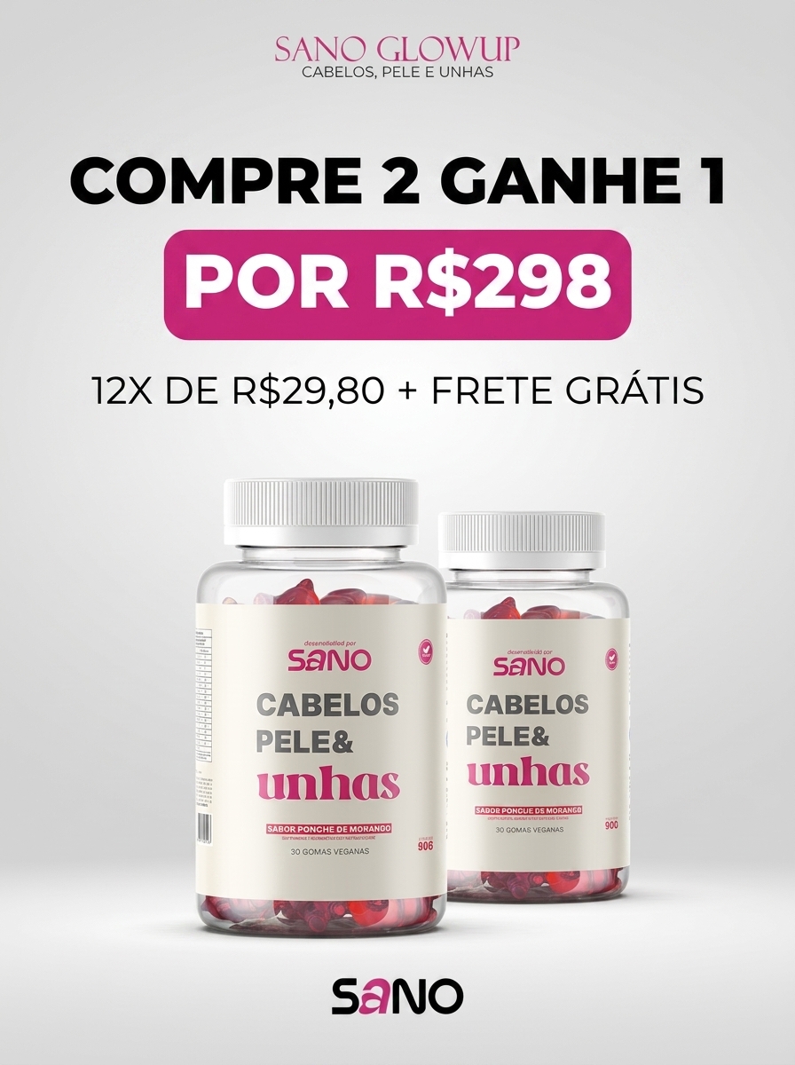 Sano GlowUp — biotina, vitamina C, zinco e B12