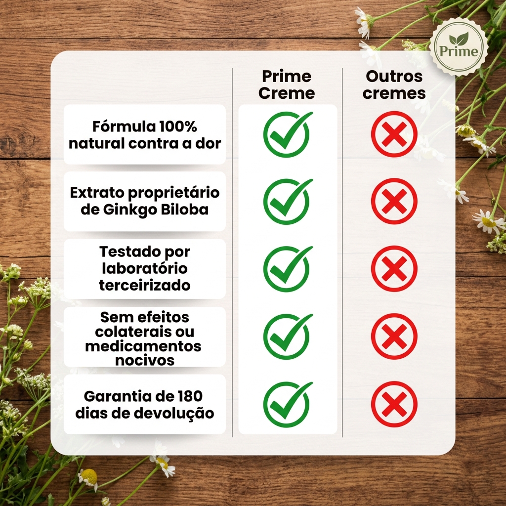 Comparação Prime Creme Potente vs anti-inflamatório oral